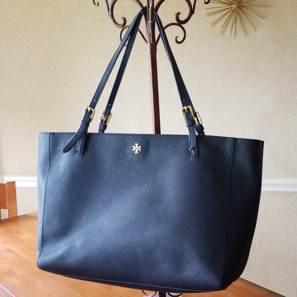 Tory Burch Small Buckle Saffiano Tote Navy